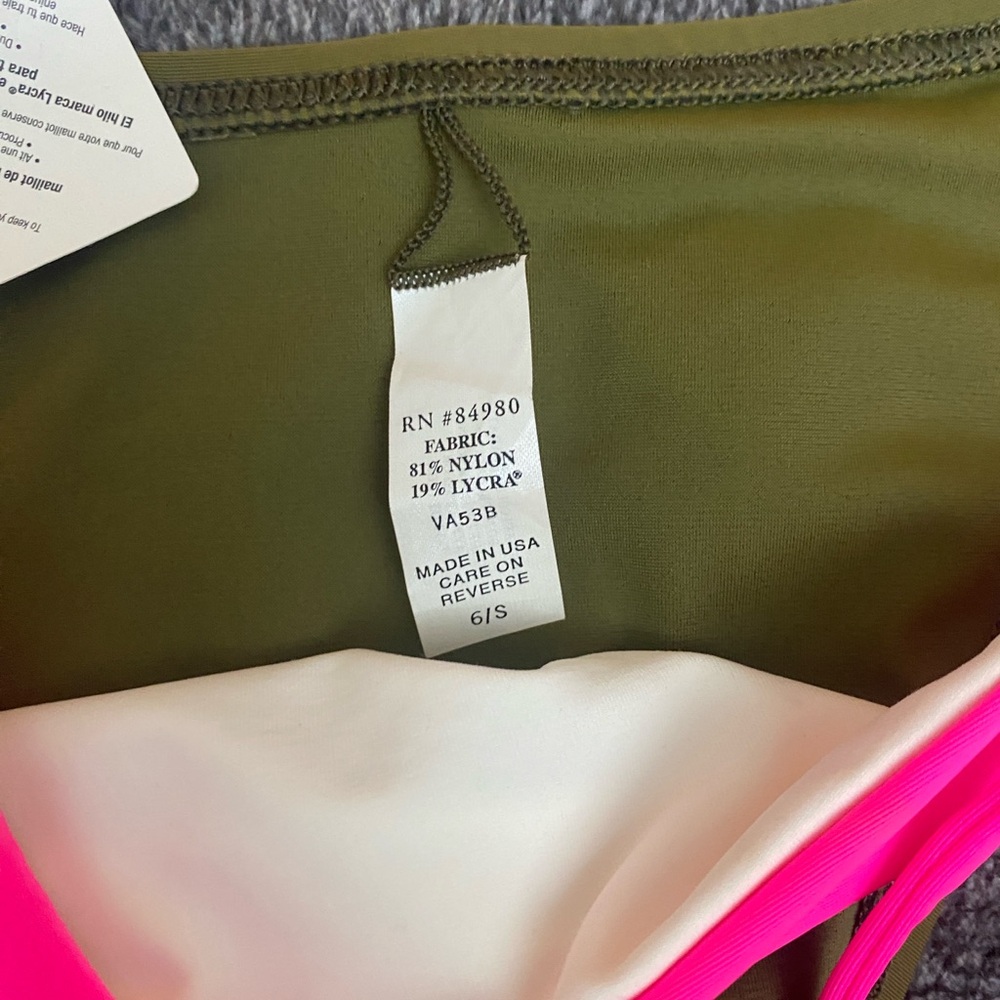 Vitamin A Neon Pink and Olive Bikini Nwt - Picture 2 of 5